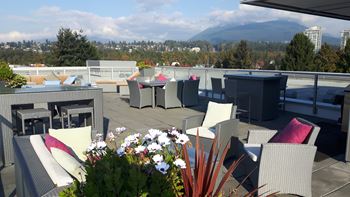 a view of the rooftop deck at the edgewater hotel in seattle